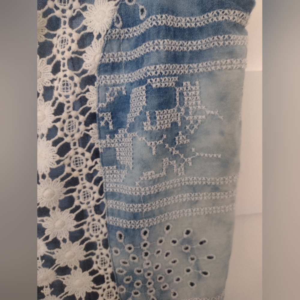 Exotic Jeans Desigual Denim & Lace Button Up Blouse - Picture 5 of 5